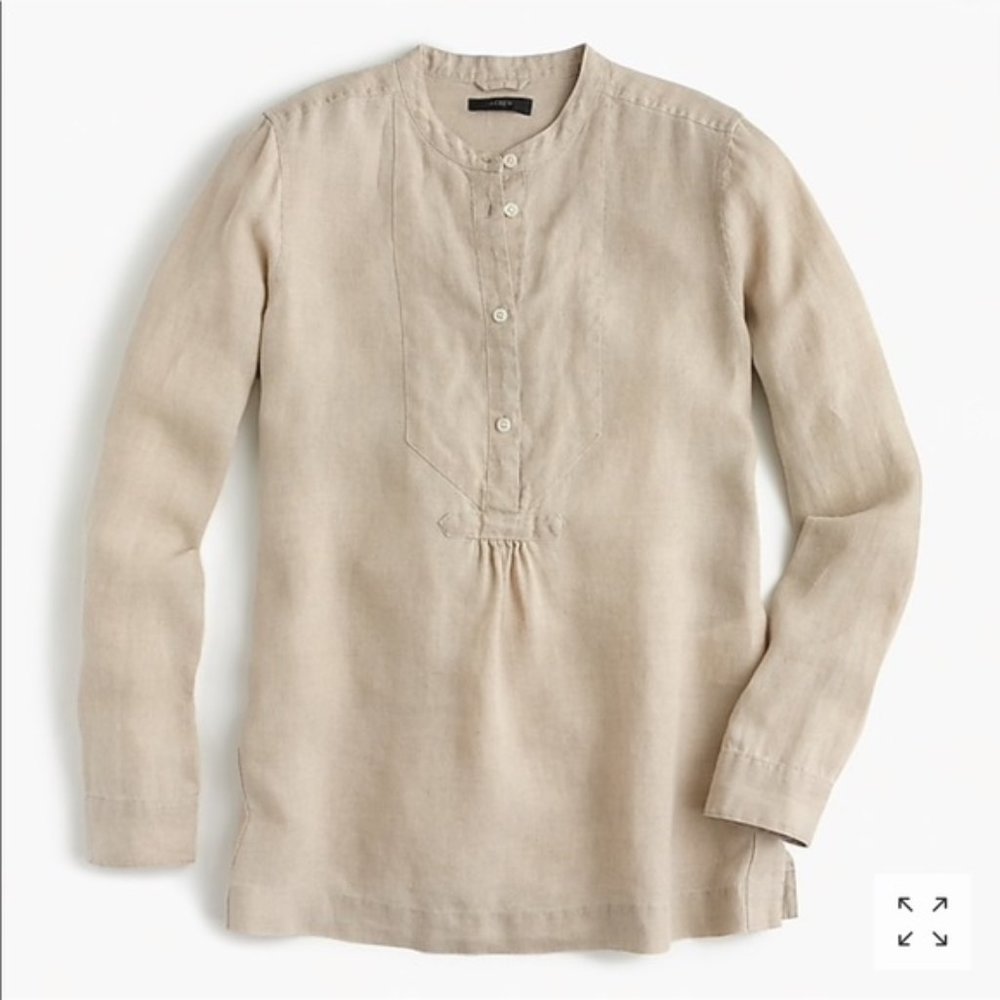 🩶J.CREW🩶Baird McNutt Irish Linen Button Tunic TAN SIZE 4